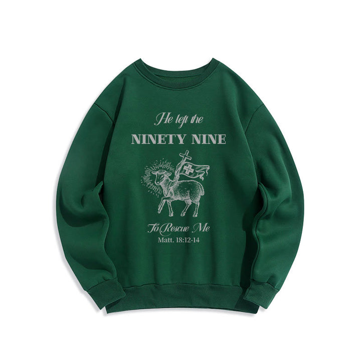 Christianartworkshop Quotation Style He Left the Ninety-Nine Fleece Lined Polyester Sweatshirt - Green - 2XL - image 20