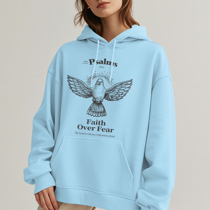 Classic Quotation Style Faith Over Fear Fleece Lined Polyester Hoodie - image 2