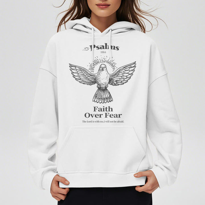 Classic Quotation Style Faith Over Fear Fleece Lined Polyester Hoodie - image 12