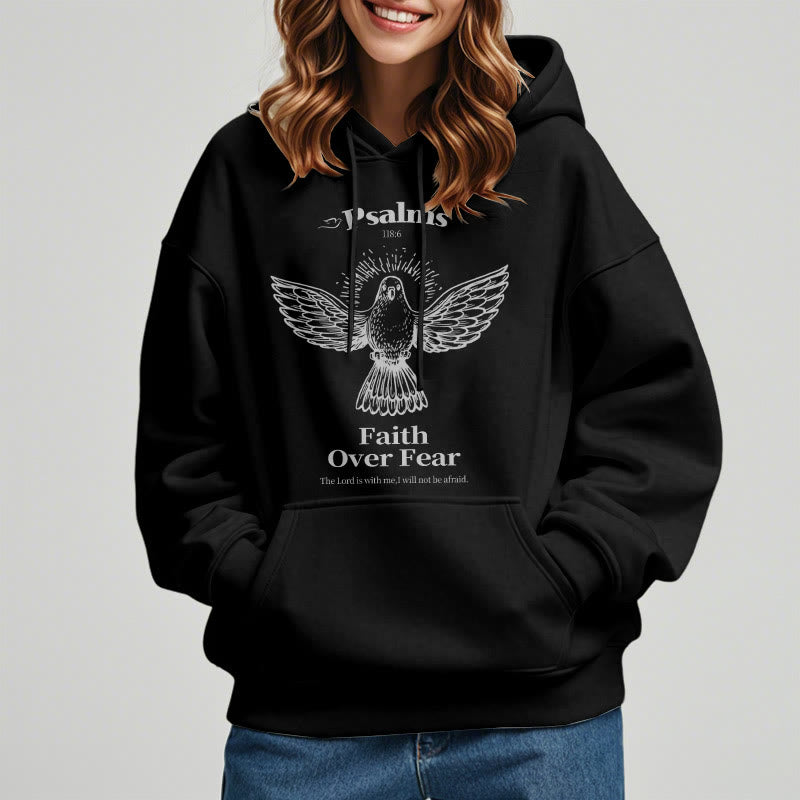 Classic Quotation Style Faith Over Fear Fleece Lined Polyester Hoodie - image 7