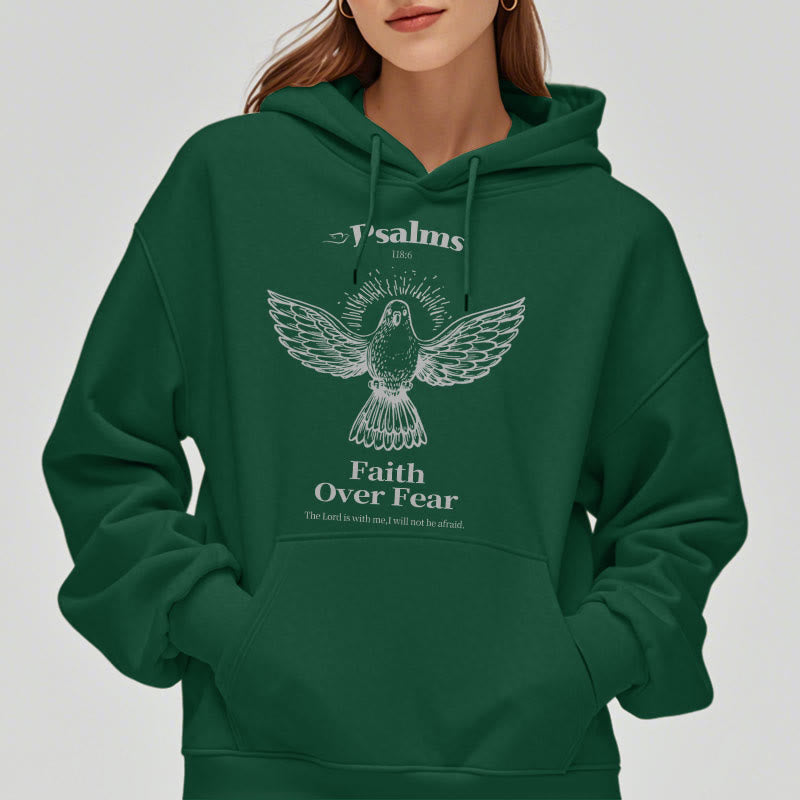 Classic Quotation Style Faith Over Fear Fleece Lined Polyester Hoodie - image 27