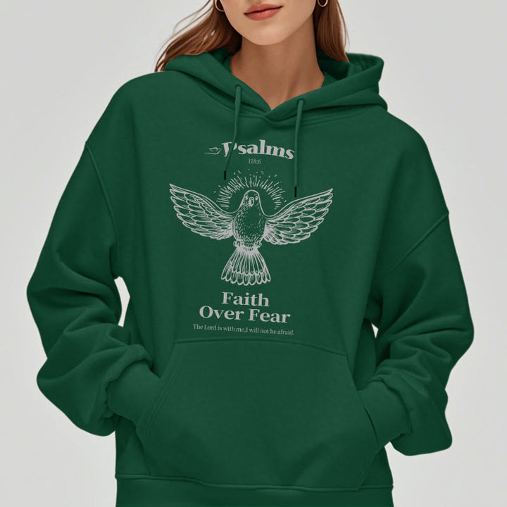 Classic Quotation Style Faith Over Fear Fleece Lined Polyester Hoodie - image 27