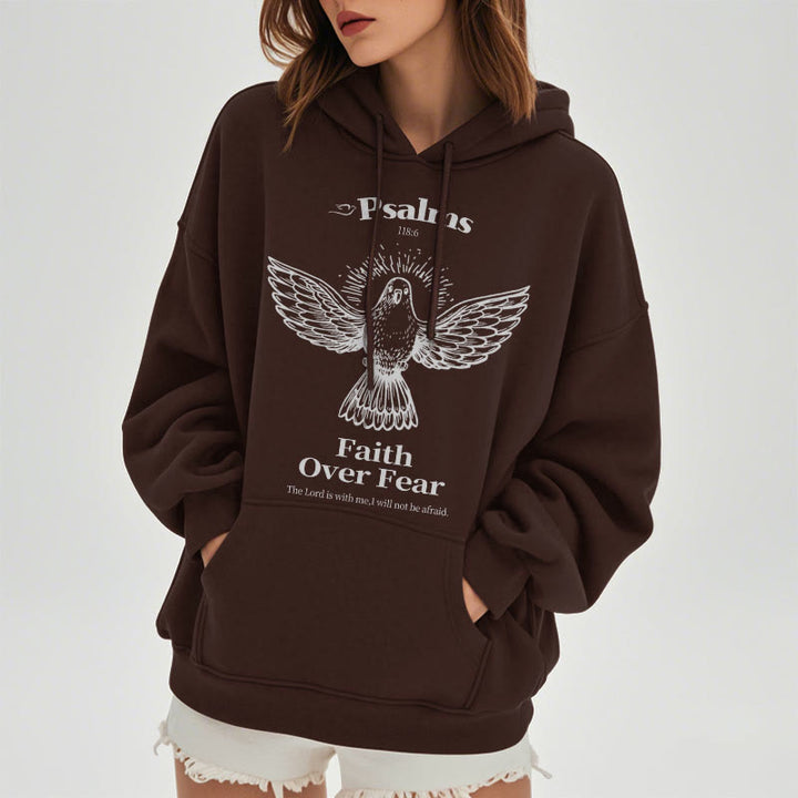 Classic Quotation Style Faith Over Fear Fleece Lined Polyester Hoodie - image 23