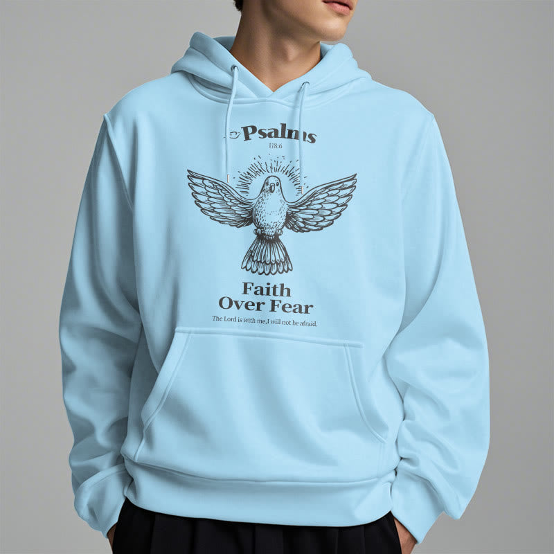 Classic Quotation Style Faith Over Fear Fleece Lined Polyester Hoodie - image 1