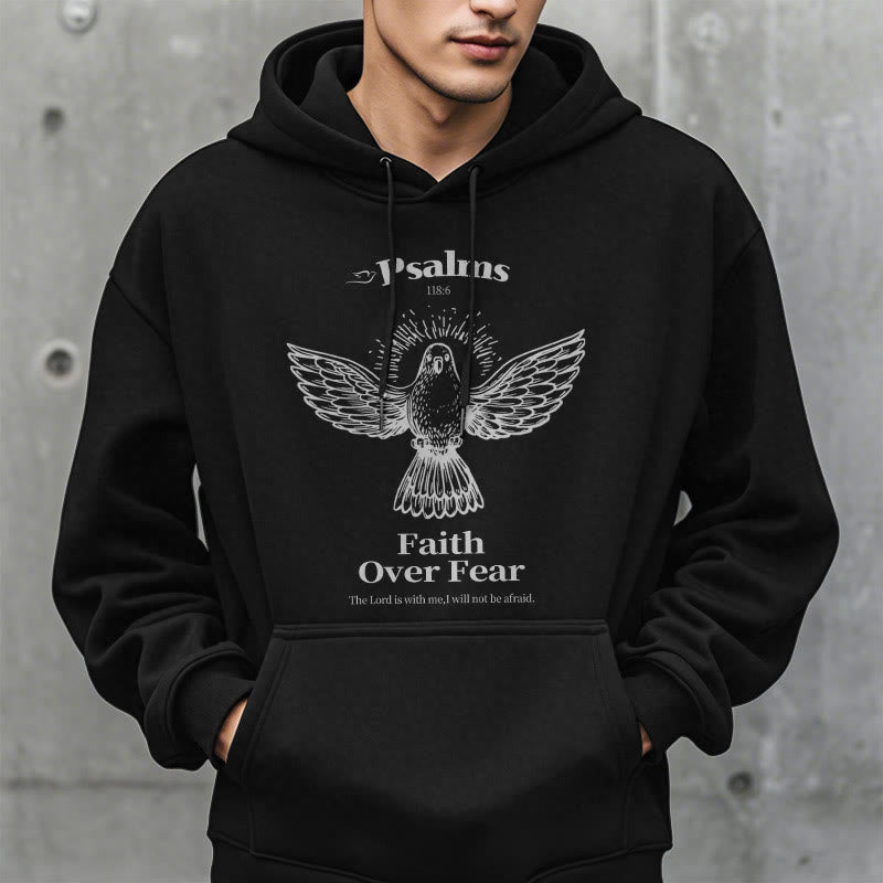 Classic Quotation Style Faith Over Fear Fleece Lined Polyester Hoodie - image 8