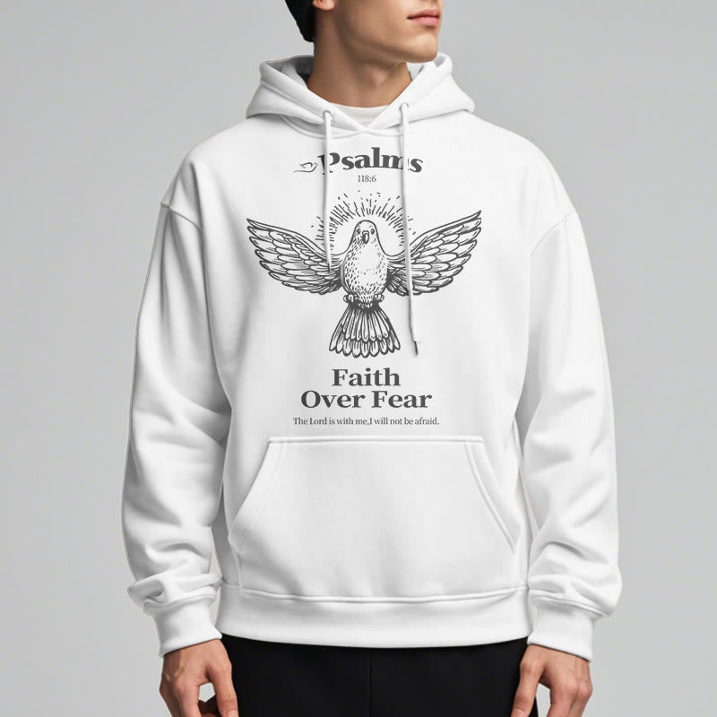 Classic Quotation Style Faith Over Fear Fleece Lined Polyester Hoodie - image 13
