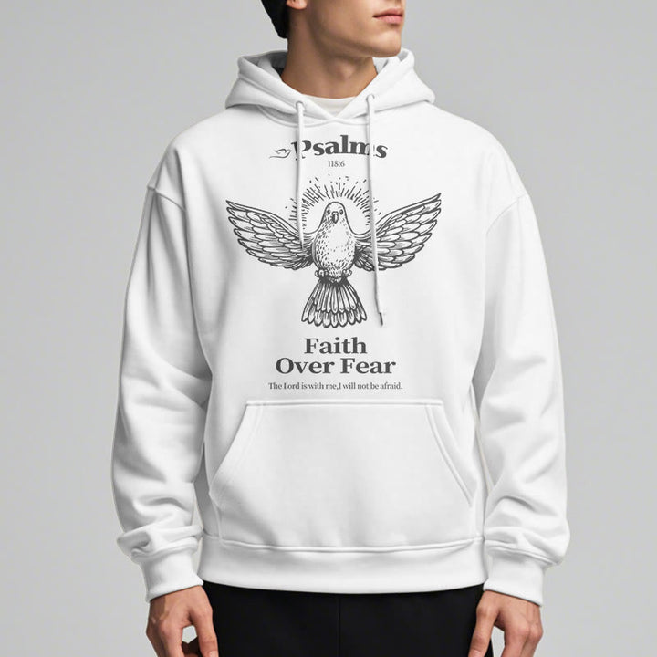 Classic Quotation Style Faith Over Fear Fleece Lined Polyester Hoodie - image 13
