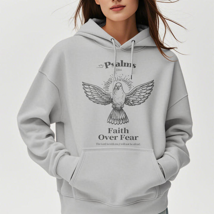 Classic Quotation Style Faith Over Fear Fleece Lined Polyester Hoodie - image 33