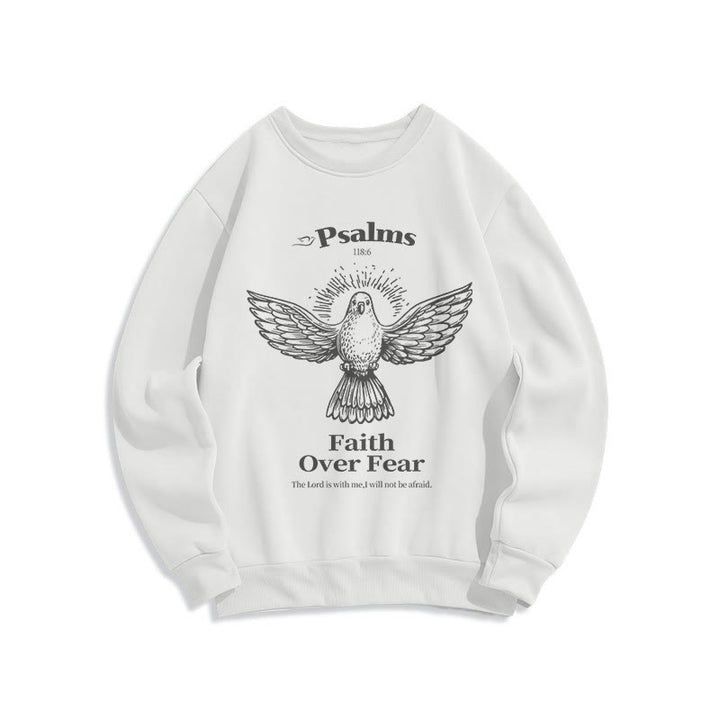 Classic Quotation Style Faith Over Fear Fleece Lined Polyester Sweatshirt - White - 2XL - image 10