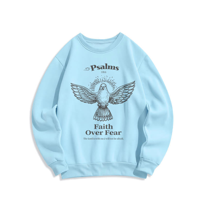 Classic Quotation Style Faith Over Fear Fleece Lined Polyester Sweatshirt - Blue - 2XL - image 0