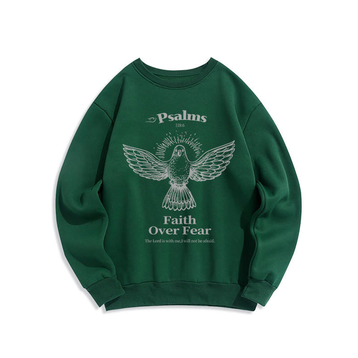 Classic Quotation Style Faith Over Fear Fleece Lined Polyester Sweatshirt - Green - 2XL - image 25