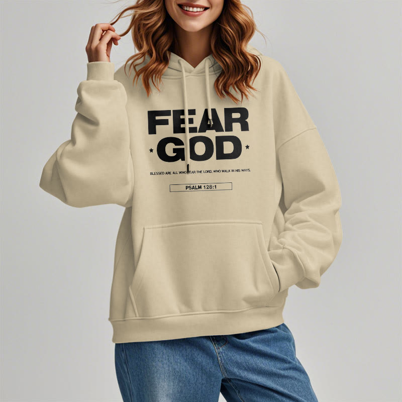 Classic Quotation Style Fear God Faith Blessed Fleece Lined Polyester Hoodie - image 13
