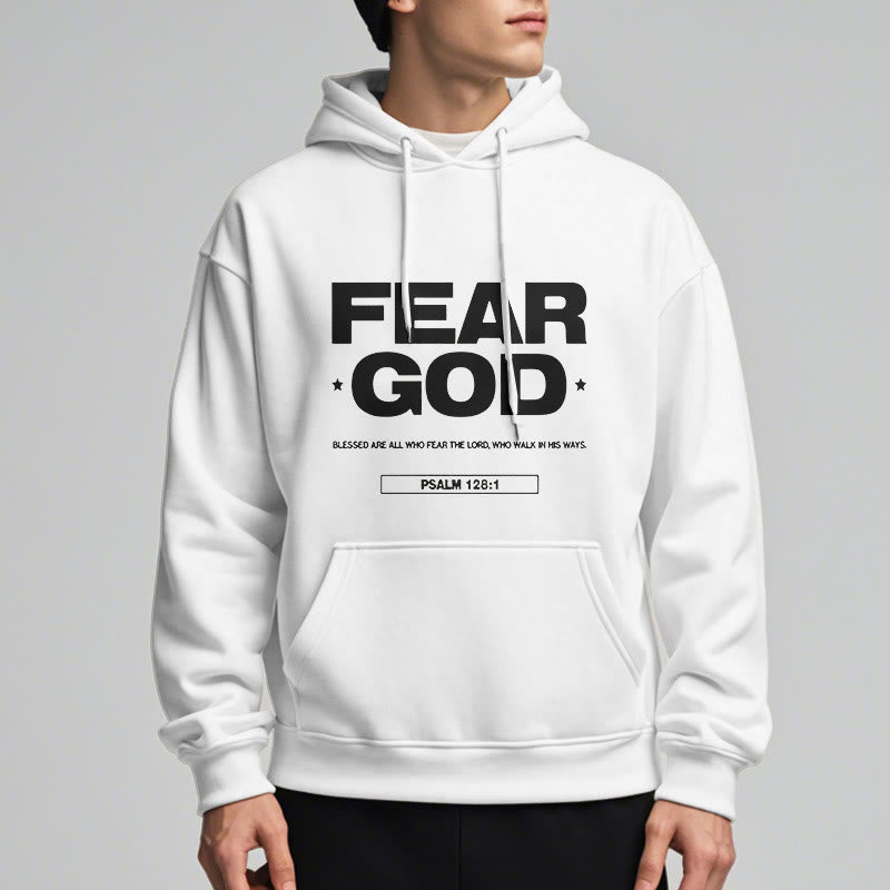 Classic Quotation Style Fear God Faith Blessed Fleece Lined Polyester Hoodie - image 7