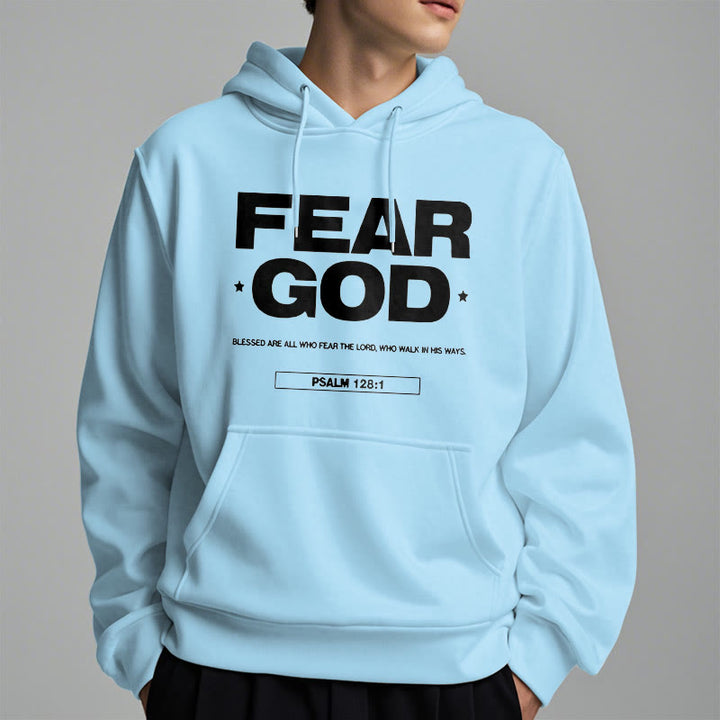 Classic Quotation Style Fear God Faith Blessed Fleece Lined Polyester Hoodie - image 28