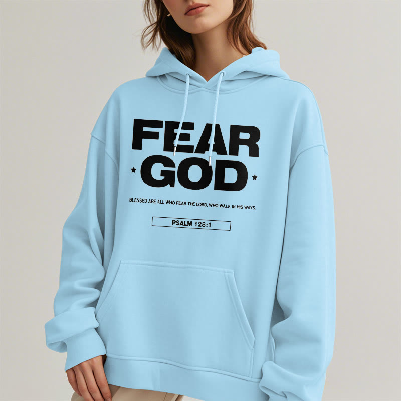 Classic Quotation Style Fear God Faith Blessed Fleece Lined Polyester Hoodie - image 27