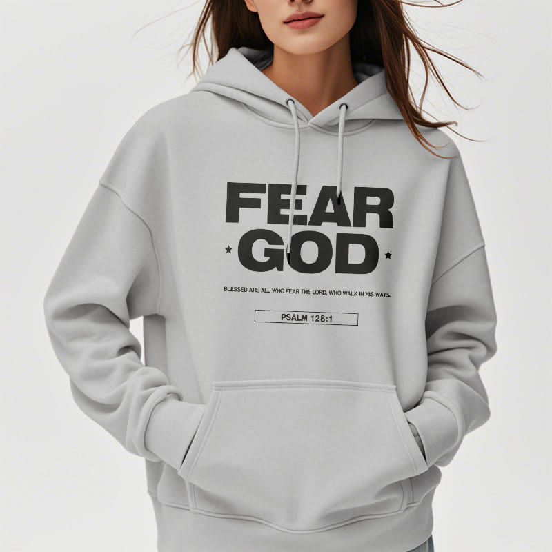 Classic Quotation Style Fear God Faith Blessed Fleece Lined Polyester Hoodie - image 32