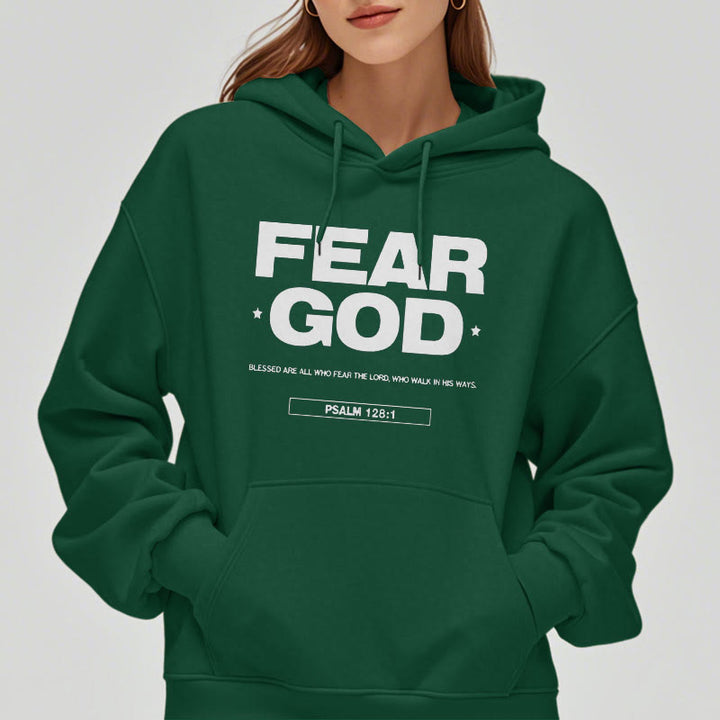 Classic Quotation Style Fear God Faith Blessed Fleece Lined Polyester Hoodie - image 22