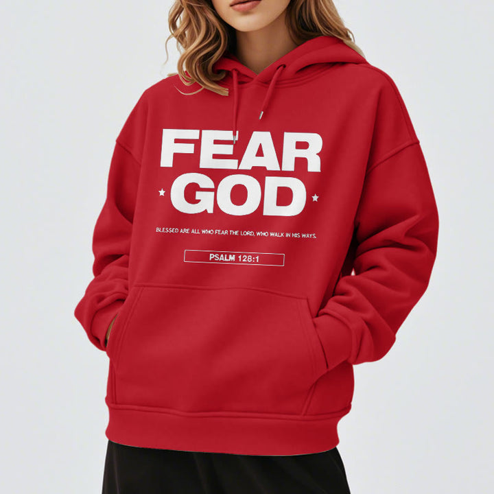 Classic Quotation Style Fear God Faith Blessed Fleece Lined Polyester Hoodie - image 38