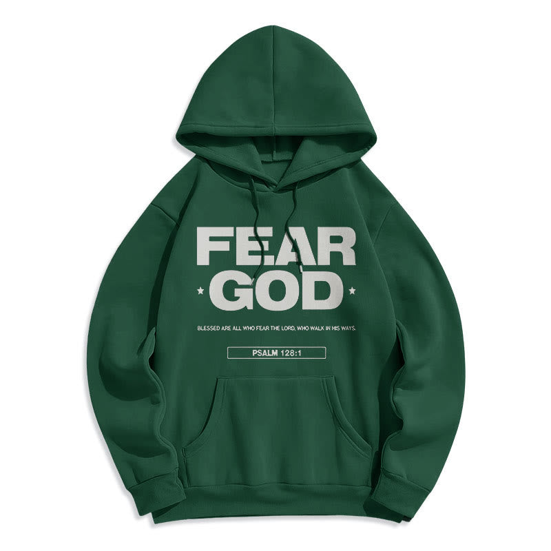 Classic Quotation Style Fear God Faith Blessed Fleece Lined Polyester Hoodie - Green - 2XL - image 20