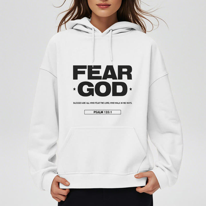 Classic Quotation Style Fear God Faith Blessed Fleece Lined Polyester Hoodie - image 8