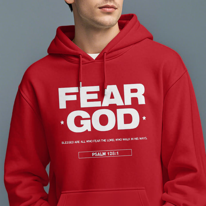 Classic Quotation Style Fear God Faith Blessed Fleece Lined Polyester Hoodie - image 37