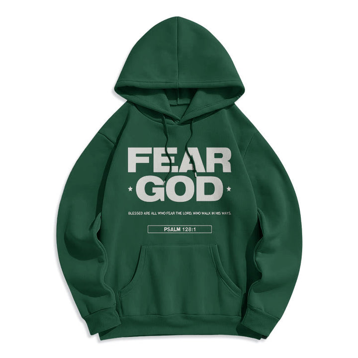 Classic Quotation Style Fear God Faith Blessed Fleece Lined Polyester Hoodie - Green - 2XL - image 20