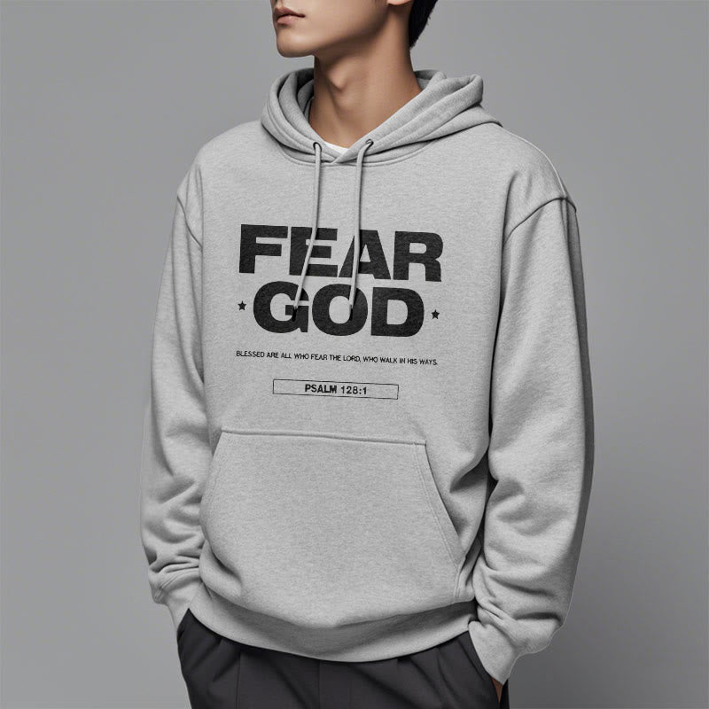 Classic Quotation Style Fear God Faith Blessed Fleece Lined Polyester Hoodie - image 33