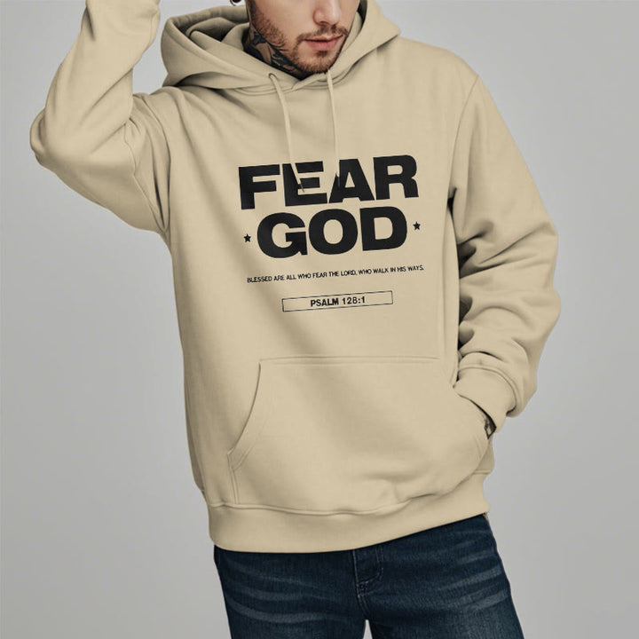 Classic Quotation Style Fear God Faith Blessed Fleece Lined Polyester Hoodie - image 12