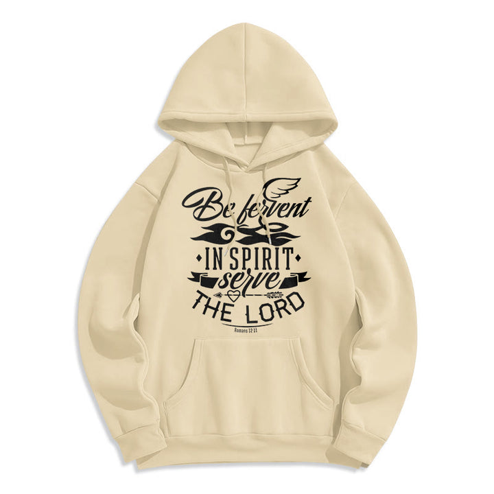 Modern Style Be Fervent In Spirit Fleece Lined Polyester Hoodie - Beige - 2XL - image 10