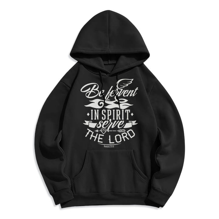 Modern Style Be Fervent In Spirit Fleece Lined Polyester Hoodie - Black - 2XL - image 5