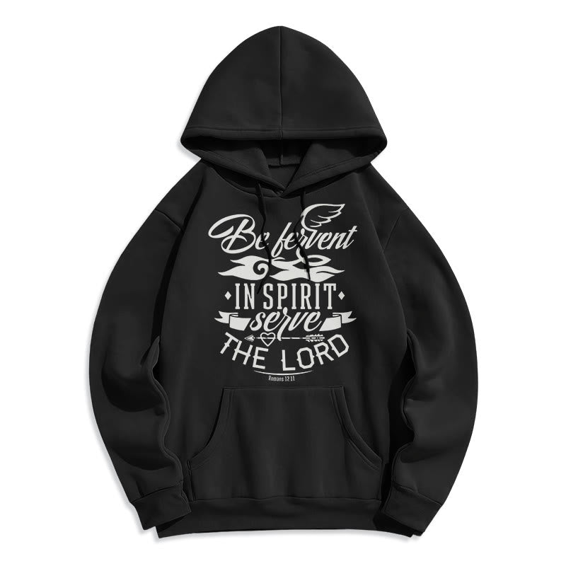 Modern Style Be Fervent In Spirit Fleece Lined Polyester Hoodie - Black - 2XL - image 5