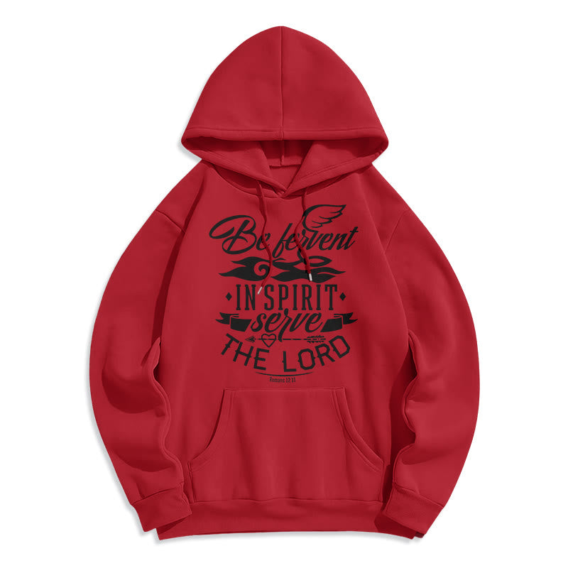 Modern Style Be Fervent In Spirit Fleece Lined Polyester Hoodie - Red - 2XL - image 35