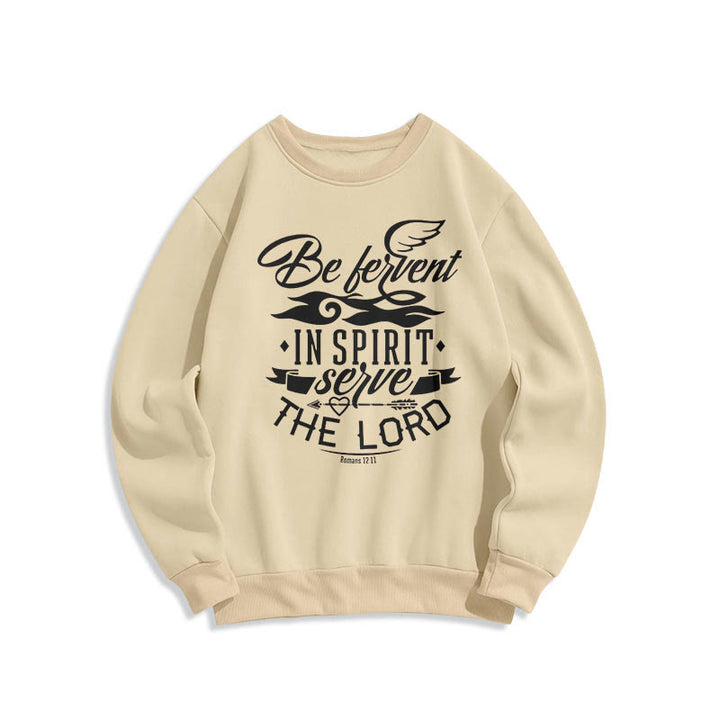 Modern Style Be Fervent In Spirit Fleece Lined Polyester Sweatshirt - Beige - 2XL - image 10