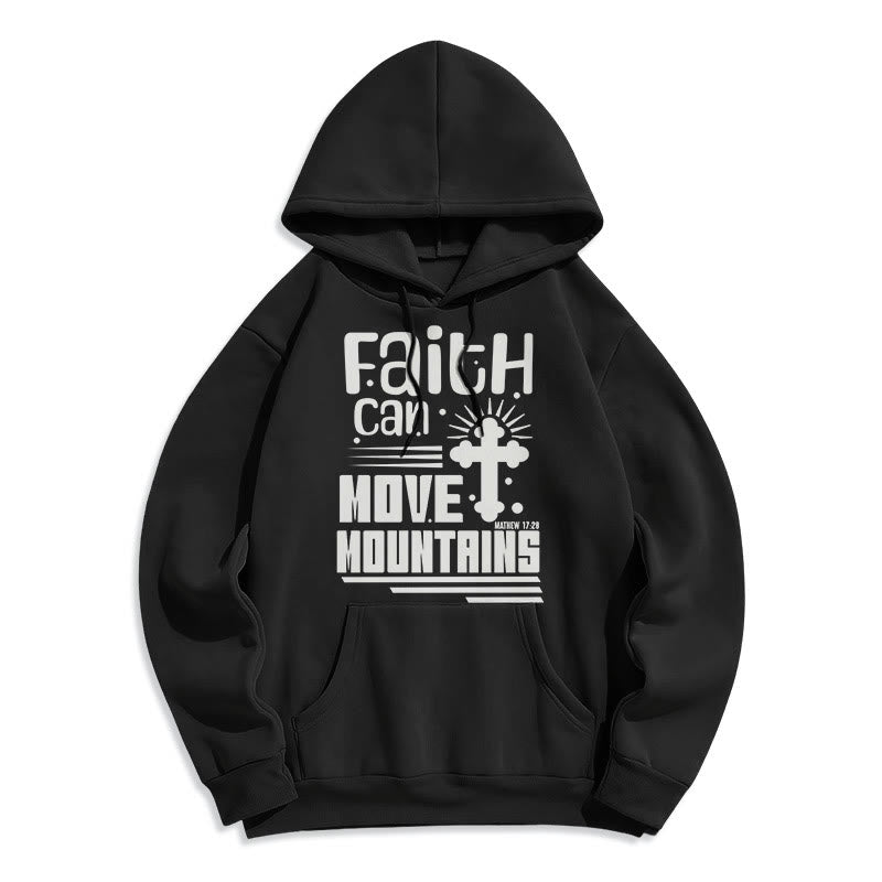 Modern Style Faith Can Move Mountains Fleece Lined Polyester Hoodie - Black - 2XL - image 5