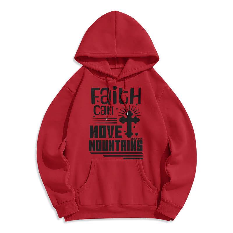 Modern Style Faith Can Move Mountains Fleece Lined Polyester Hoodie - Red - 2XL - image 35
