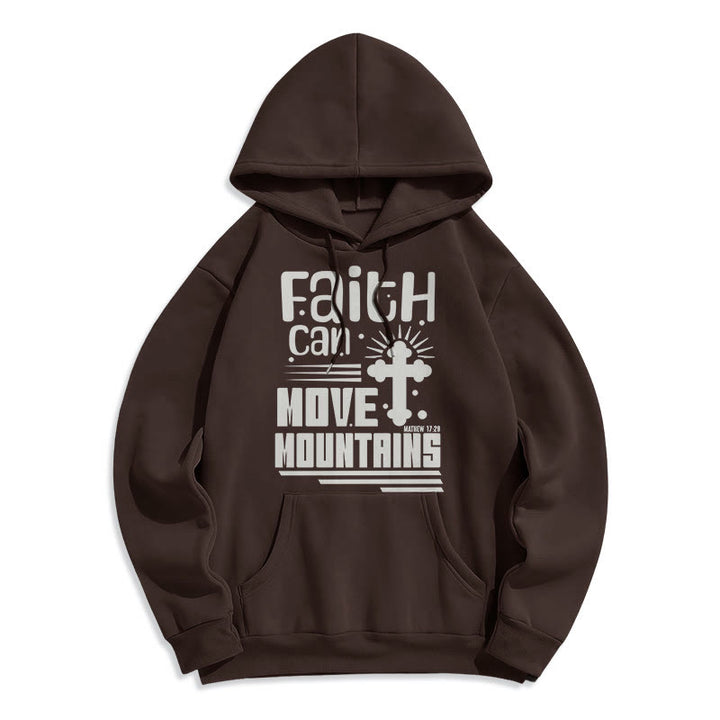 Modern Style Faith Can Move Mountains Fleece Lined Polyester Hoodie - Brown - 2XL - image 15