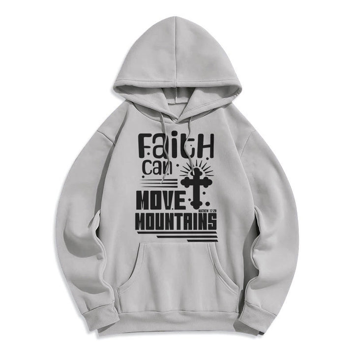 Modern Style Faith Can Move Mountains Fleece Lined Polyester Hoodie - Grey - 2XL - image 30