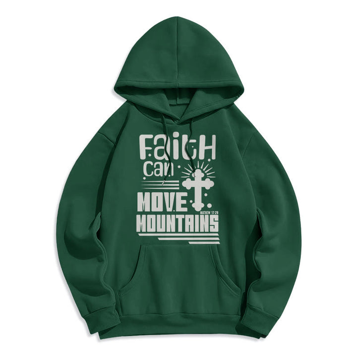 Modern Style Faith Can Move Mountains Fleece Lined Polyester Hoodie - Green - 2XL - image 20