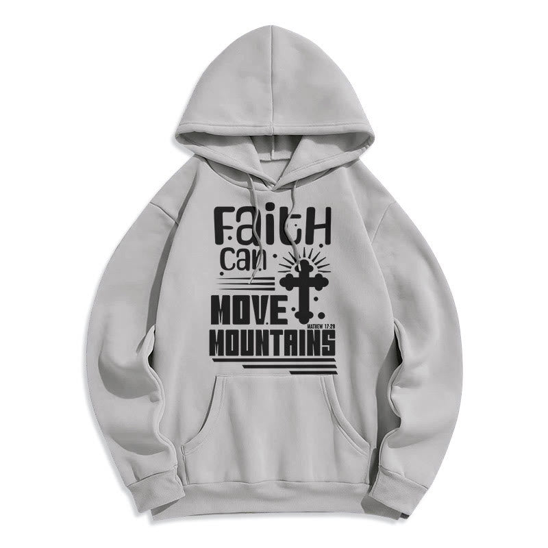 Modern Style Faith Can Move Mountains Fleece Lined Polyester Hoodie - Grey - 2XL - image 30