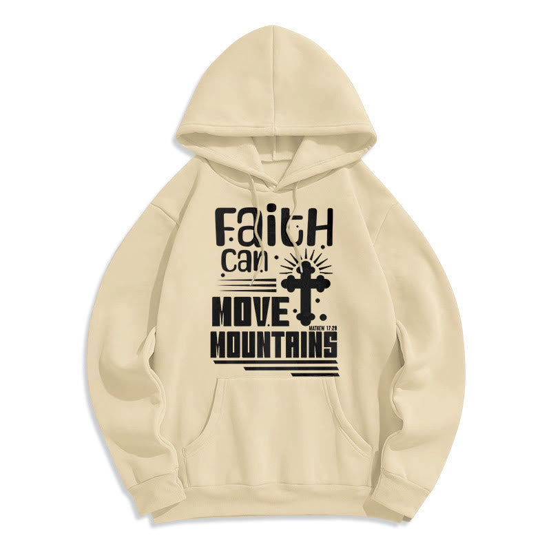 Modern Style Faith Can Move Mountains Fleece Lined Polyester Hoodie - Beige - 2XL - image 10