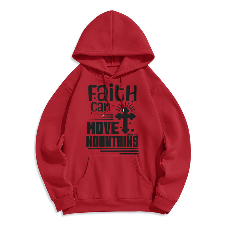 Modern Style Faith Can Move Mountains Fleece Lined Polyester Hoodie - Red - 2XL - image 35