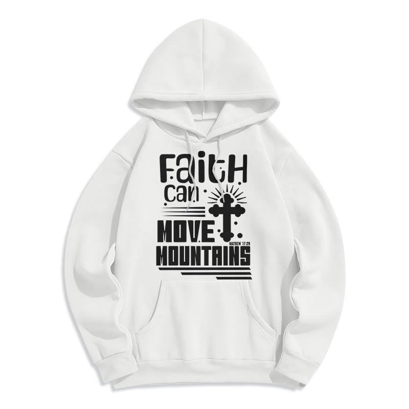 Modern Style Faith Can Move Mountains Fleece Lined Polyester Hoodie - White - 2XL - image 0