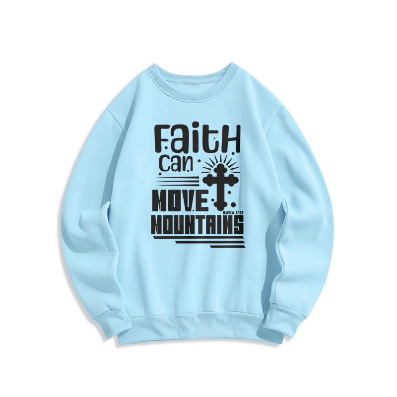 Modern Style Faith Can Move Mountains Fleece Lined Polyester Sweatshirt - Blue - 2XL - image 25