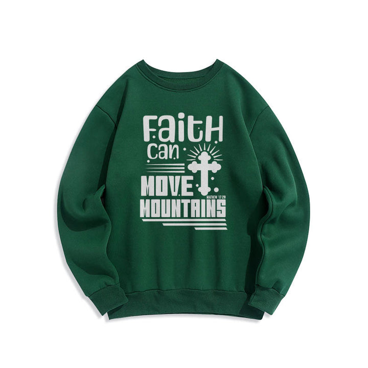 Modern Style Faith Can Move Mountains Fleece Lined Polyester Sweatshirt - Green - 2XL - image 20