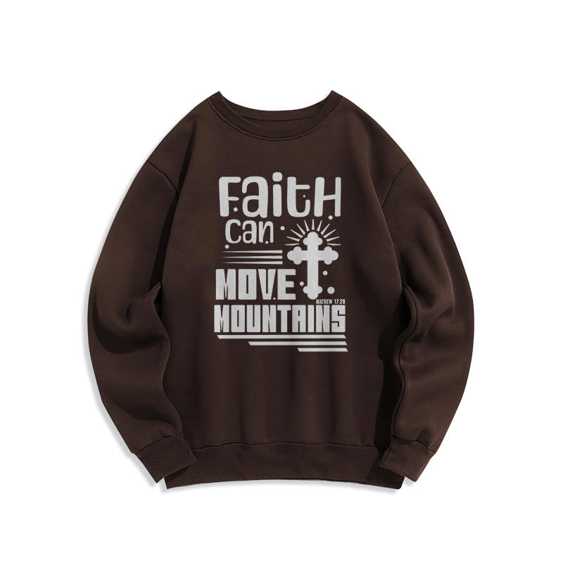 Modern Style Faith Can Move Mountains Fleece Lined Polyester Sweatshirt - Brown - 2XL - image 15