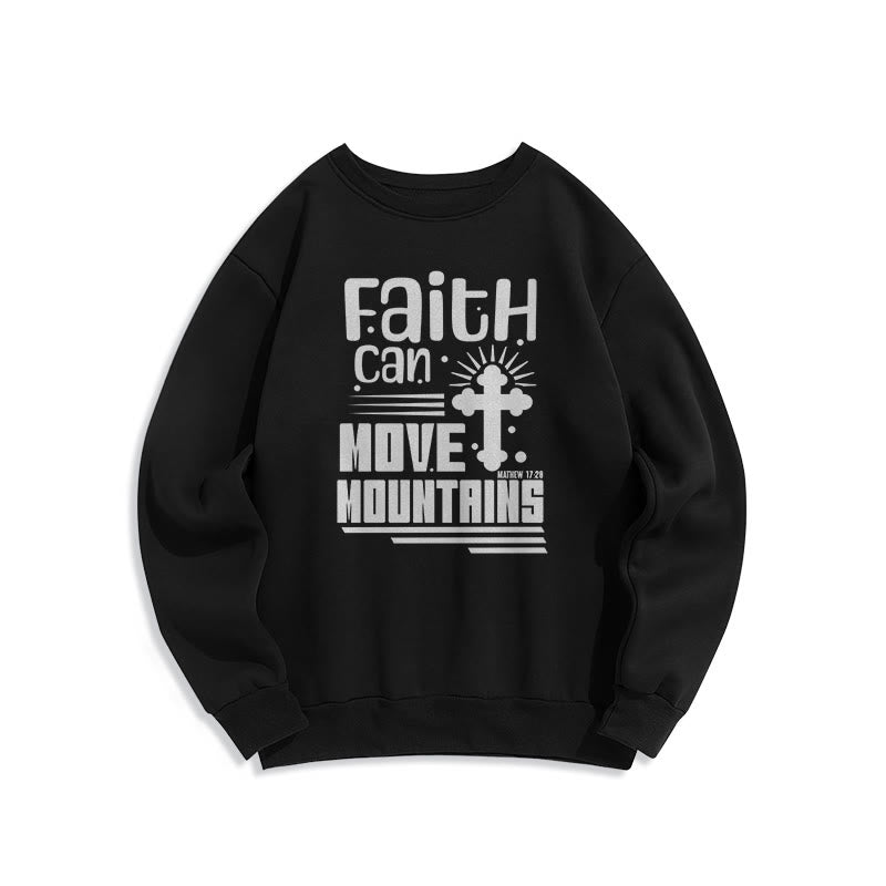 Modern Style Faith Can Move Mountains Fleece Lined Polyester Sweatshirt - Black - 2XL - image 5