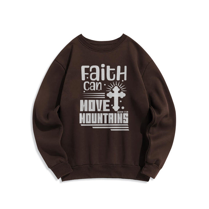 Modern Style Faith Can Move Mountains Fleece Lined Polyester Sweatshirt - Brown - 2XL - image 15