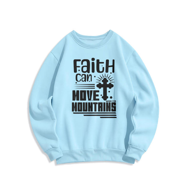 Christianartworkshop Modern Style Faith Can Move Mountains Fleece Lined Polyester Sweatshirt - Blue - 2XL - image 25