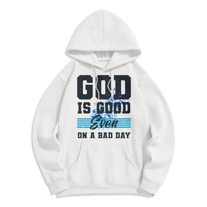 Classic Style God Is Good Even On A Bad Day Fleece Lined Polyester Hoodie - White - 2XL - image 5