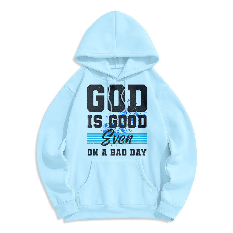 Classic Style God Is Good Even On A Bad Day Fleece Lined Polyester Hoodie - Blue - 2XL - image 25